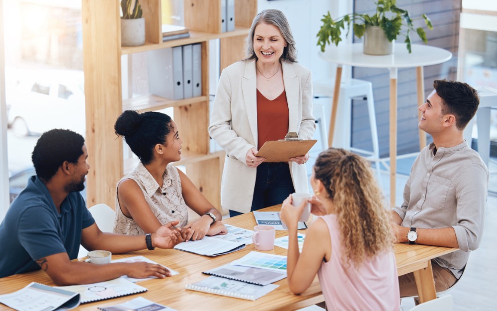 Woman exhibiting surprising team leadership or Leadership Strategy That Outperforms the Competition