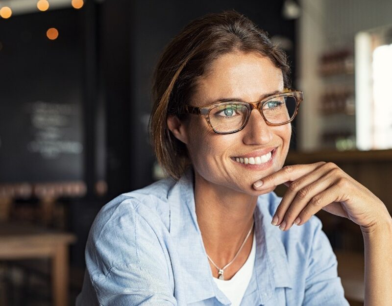 Female business owner with a health view of money