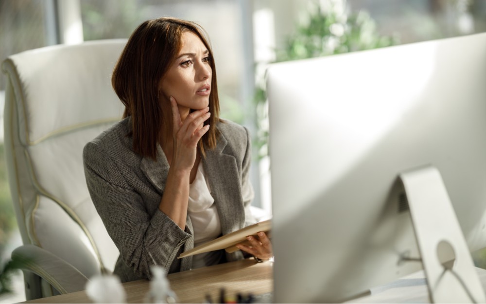 Businesswoman checking her Xero for bookkeeping errors