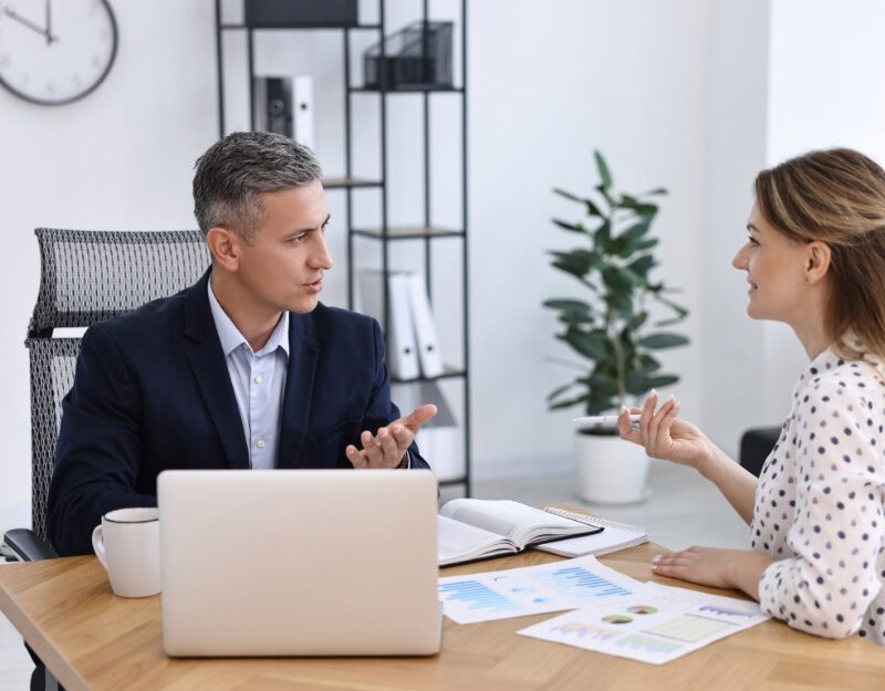 Business owner talking to an accountant about business activity statement/BAS basics