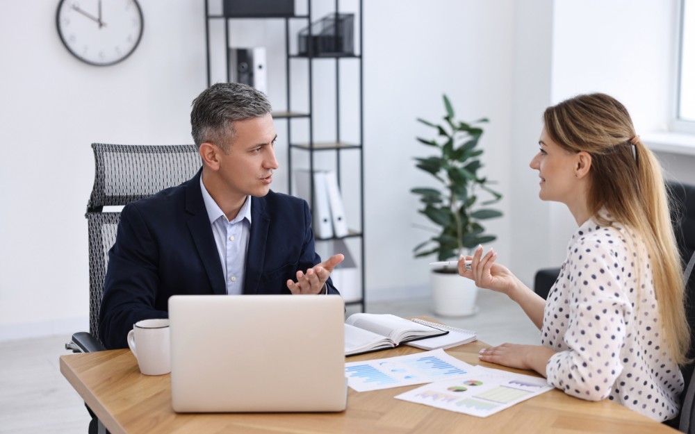 Business owner talking to an accountant about business activity statement/BAS basics